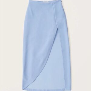 Light Blue Skirt with High Slit